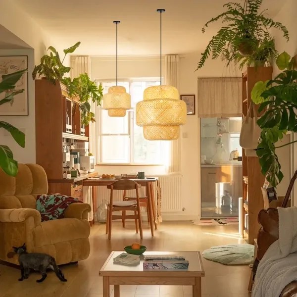 Immax 08267L - Lampadario a sospensione con filo HILO 1xE27/40W/230V diametro 38 cm bambù