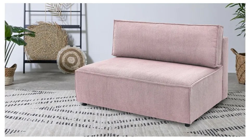 Modulo divano in velluto a coste rosa chiaro, pezzo centrale Nihad modular - Bobochic Paris
