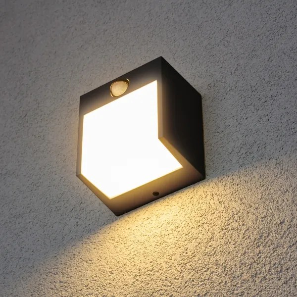 Brilagi-LED Lampada da parete esterna con sensore TERNI LED/12W/230V nera IP44