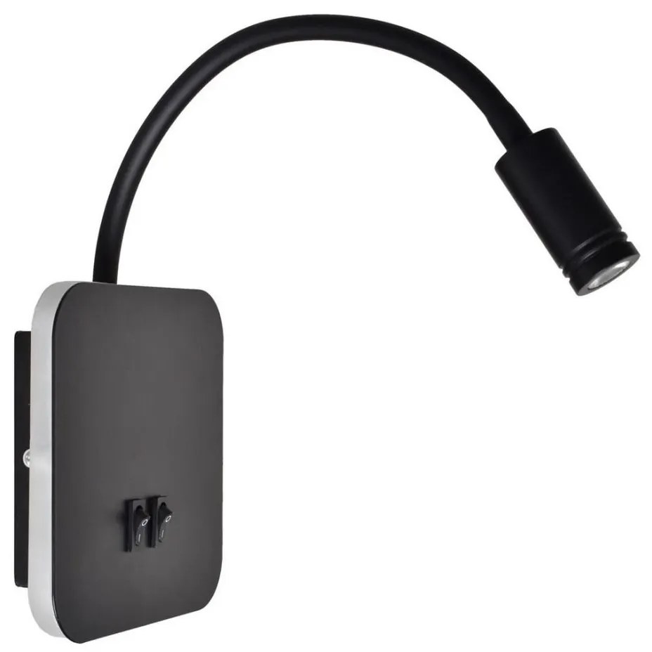 LED Lampada flessibile da parete piccola BASE 1xLED/8W+1xLED/2W/230V nero/argento