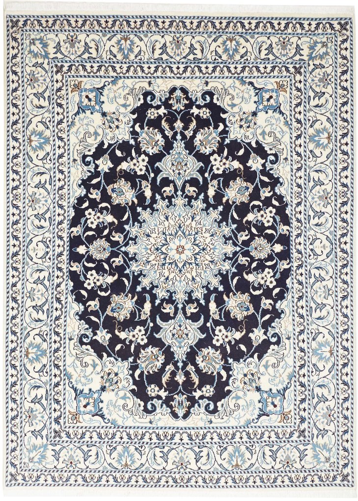 Nain Tappeto 200x150 Blu (Iran) Annodato A Mano