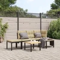 Set Panche Giardino Cuscini 3pz Nero Acciaio Verniciato Polvere 3283641