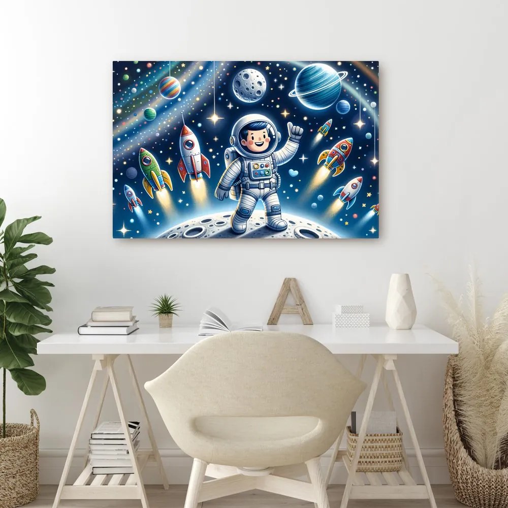 Quadro su tela – Piccolo astronauta in missione avventurosa