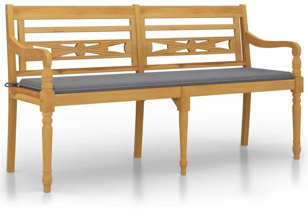 Panchina batavia con cuscino grigio 150 cm legno massello teak