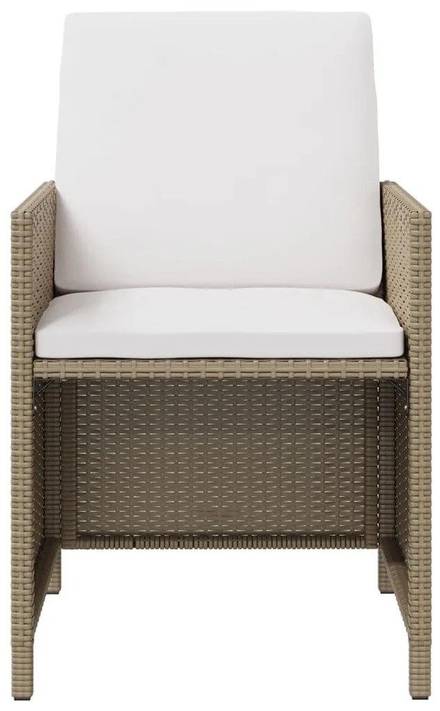 Sedie da giardino con cuscini 4 pz in polyrattan beige