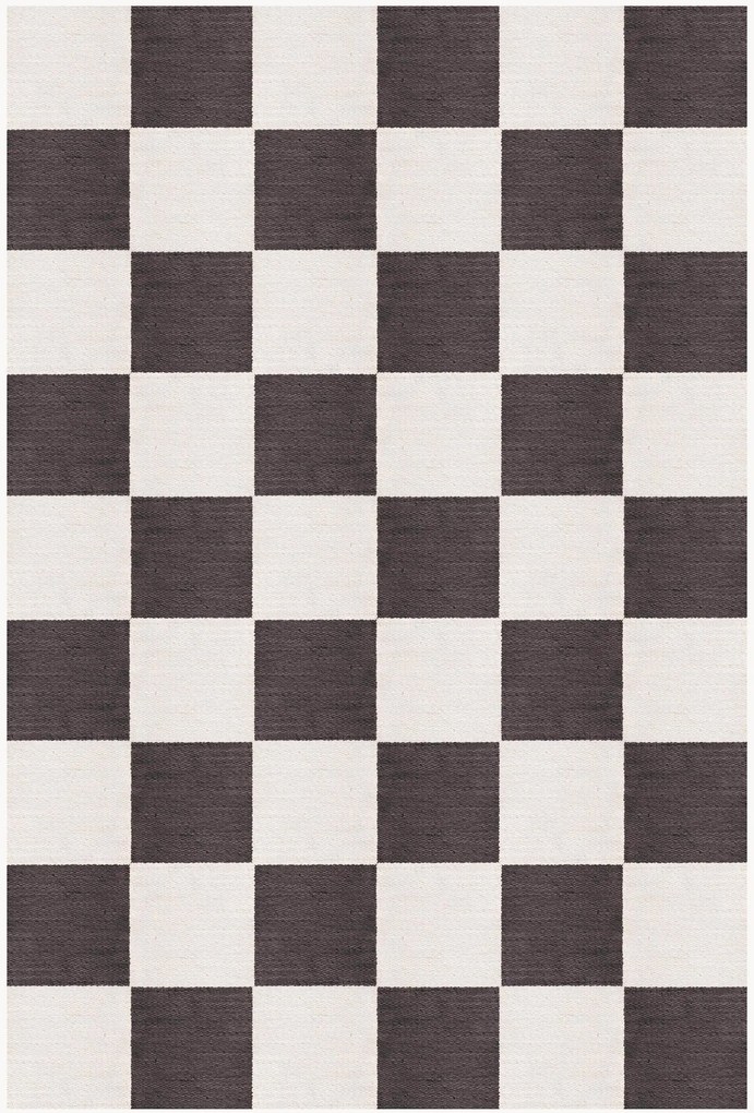 Tappeto in lana a pelo corto tessuto a mano Chess Flatweave