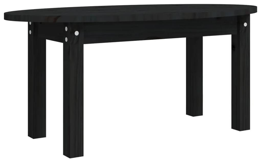 Tavolino da salotto nero 80x40x35 cm in legno massello di pino