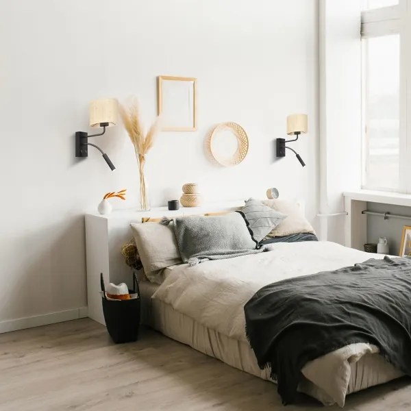 Applique RATTAN 1xE27/60W+1xG9/8W/230V rattan