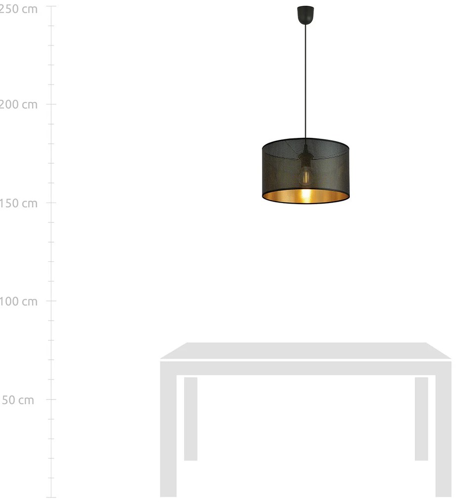 Sospensione Minimal 1 Luce Drago In Acciaio Nero E Oro