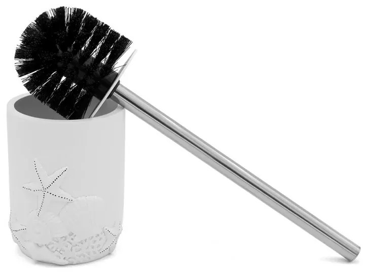 Portascopino da appoggio in resina bianco con setole nere Coral