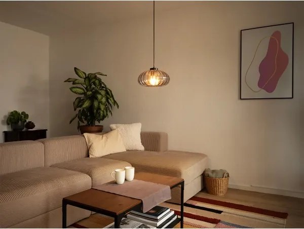 Osram - Lampada a sospensione con cavo DECOR SMOKE 1xE27/12W/230V Ø 28 cm nero/grigio fumé