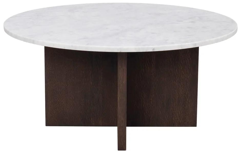 Tavolino rotondo in marmo bianco-marrone 90x90 cm Brooksville - Rowico
