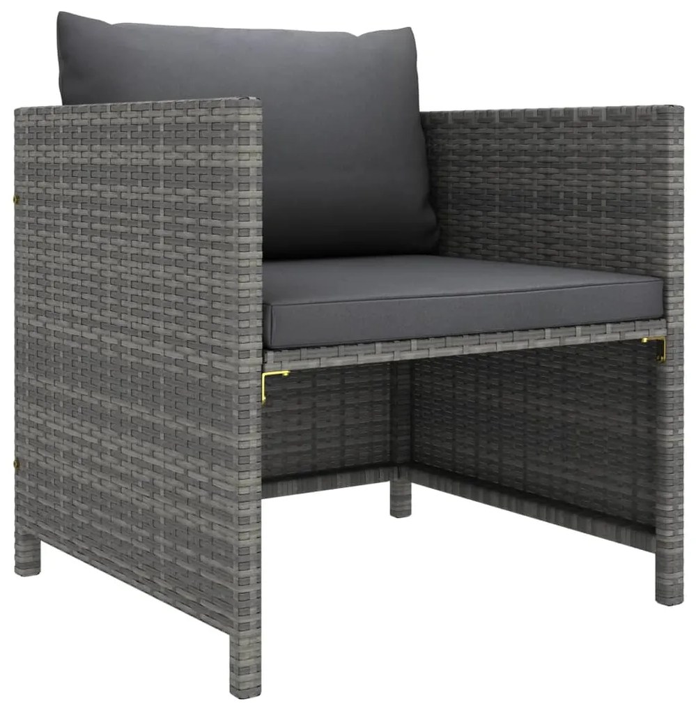 Set Divani da Giardino 8 pz con Cuscini in Polyrattan Grigio