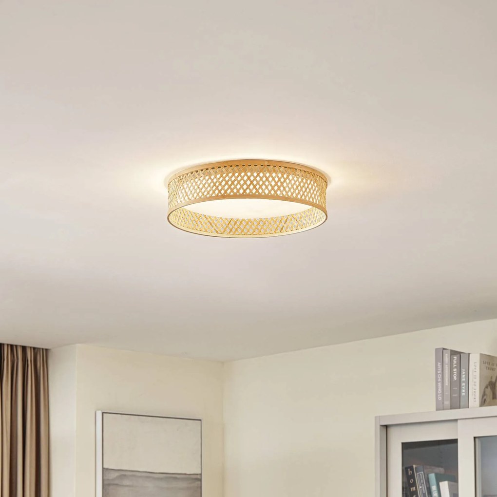 Plafoniera LED Lindby Eilif, bambù, Ø 40 cm