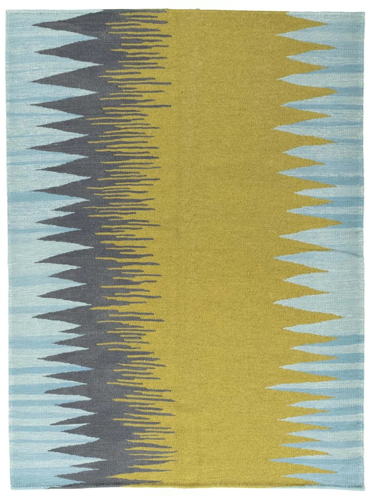 Kilim Tappeto 140x180 Giallo (Iran) Tessuto A Mano