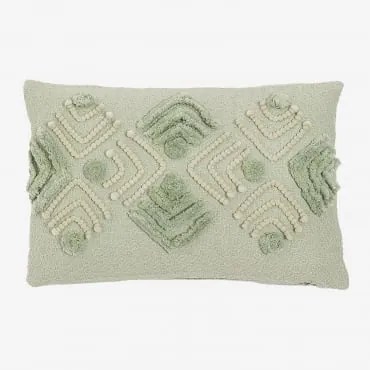 Cuscino ricamato in cotone (30x45 cm) Efra Celadon Mousse - Sklum