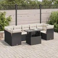 Set Divani da Giardino con Cuscini 8 pz Nero in Polyrattan 3326117