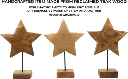 Scultura Stella In Teak Riciclato Cm 28X12X42 (Pezzi Unici - Non Rip. In Serie)