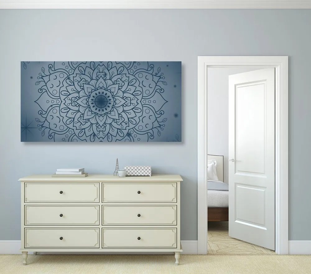 Quadro su tela – Fiore blu scuro di Mandala