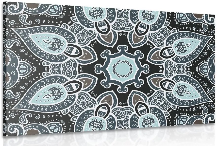 Quadro su tela – Mandala con motivo indiano in azzurro