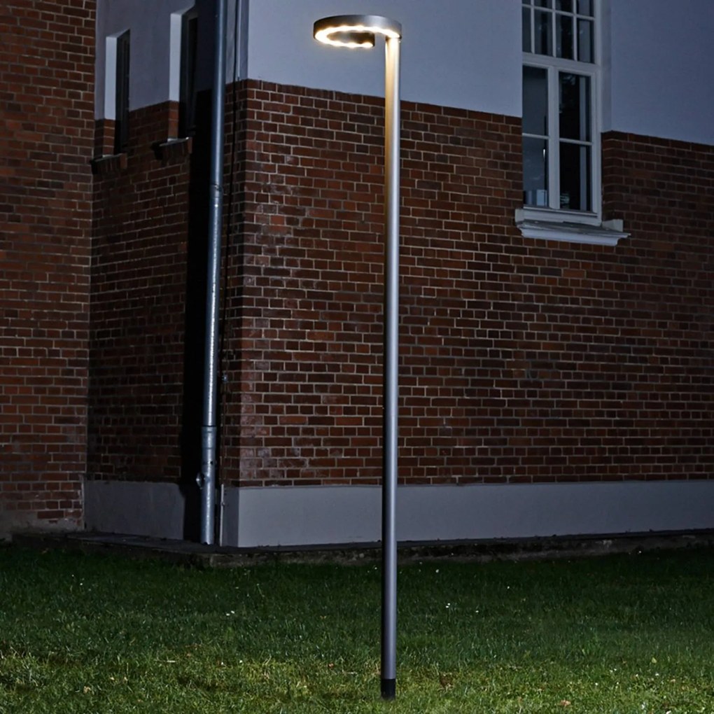 Lucande Lampada LED da esterno Jannis, antracite, metallo, 200cm