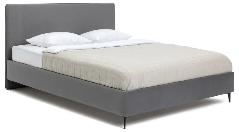 Letto matrimoniale imbottito grigio con rete inclusa 160x200 cm Noira Slim – Bonami Selection
