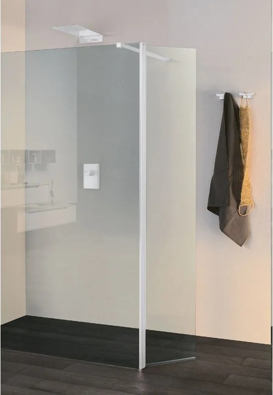 Deflettore walk-in Wens L 30 X H 200cm, vetro trasparente 6 mm, profilo bianco opaco