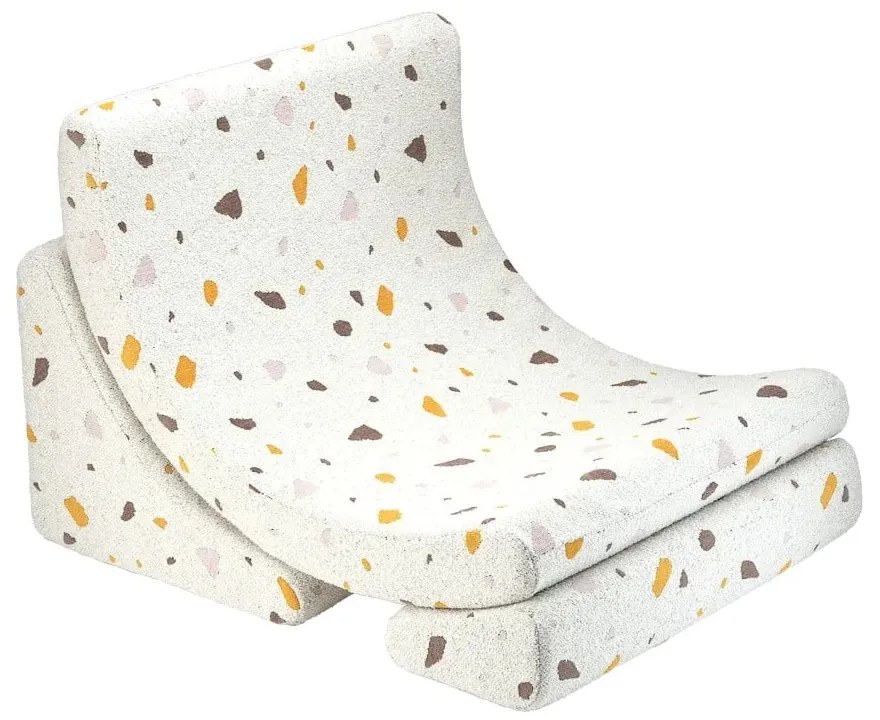 Poltrona per bambini bianca con rivestimento in bouclé e ciniglia Terrazzo Moon – Wigiwama