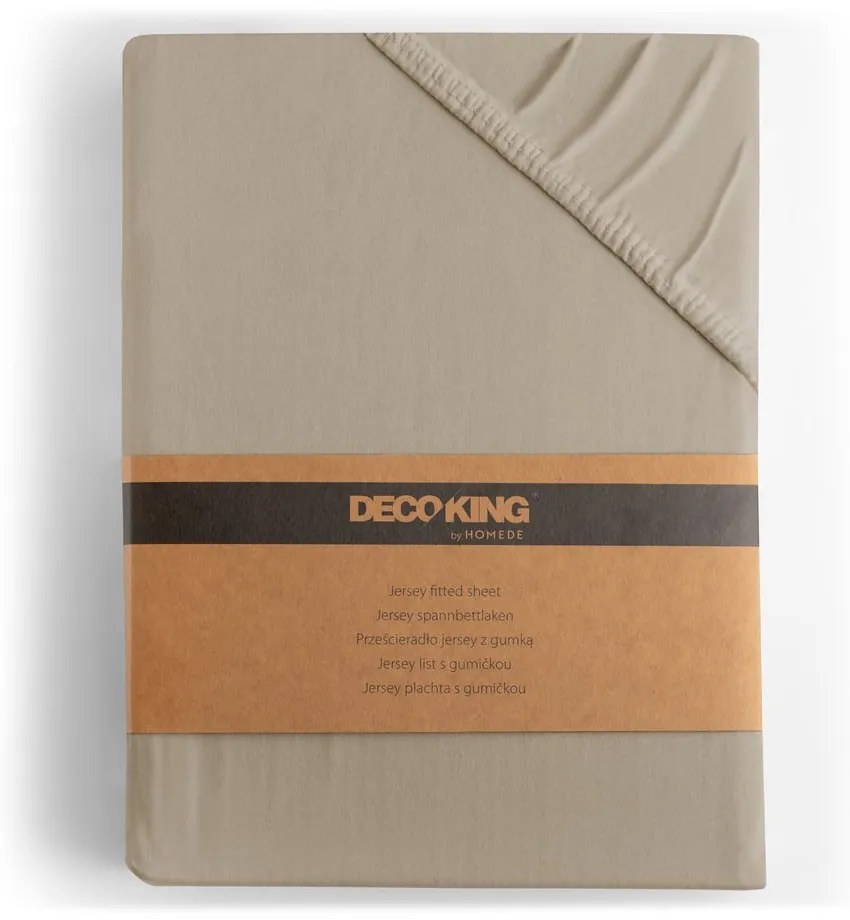 Lenzuolo con angoli marrone chiaro in jersey 240x220 cm Amber – Restilo