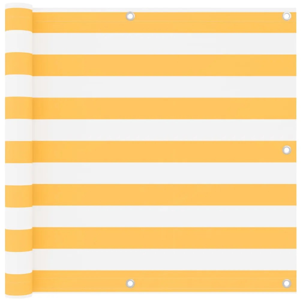 Paravento Balcone Bianco E Giallo 90x600 Cm Tessuto Oxford /