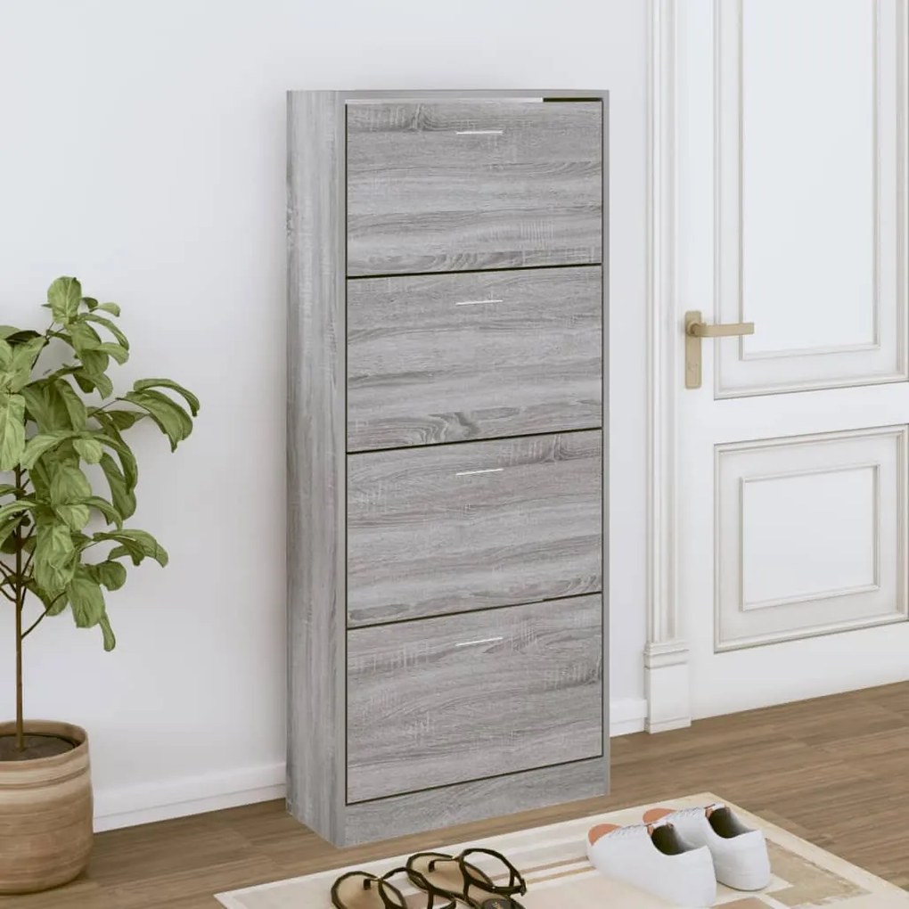 Scarpiera Grigio Sonoma 63x24x147 Cm İn Legno Multistrato /