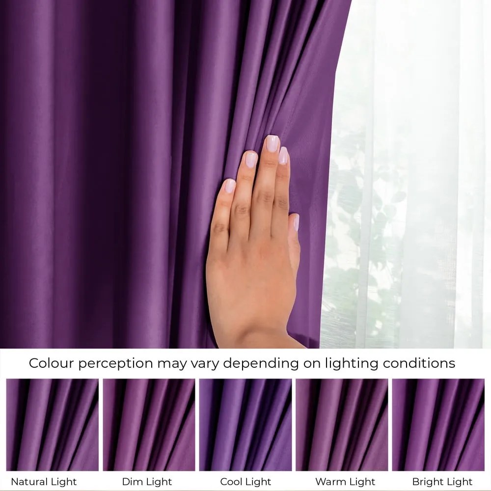 Tenda parzialmente oscurante viola in velluto 140x270 cm Eyelets – Restilo