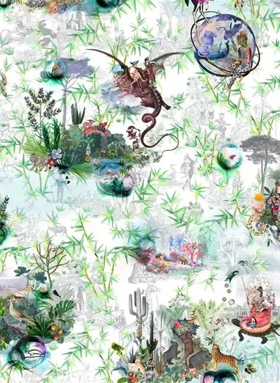 Tapete Reveries von Christian Lacroix - Vert Buis