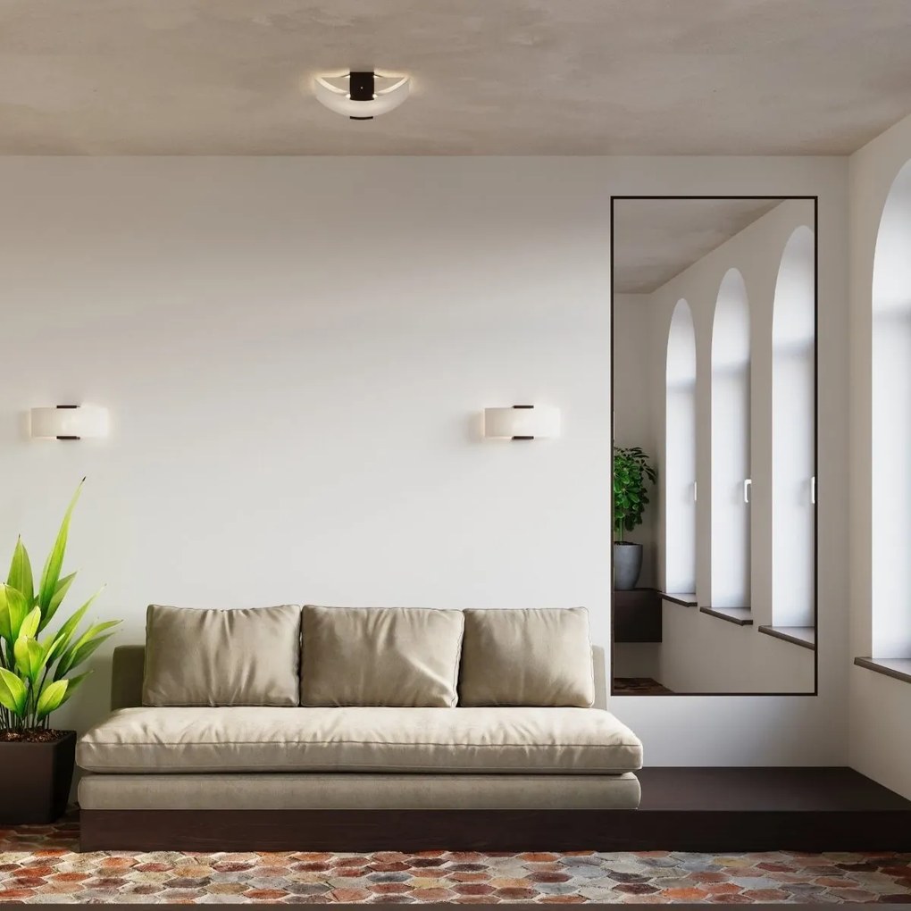 Plafoniera da soffitto EMILIO 2xE27 in Legno e Vetro