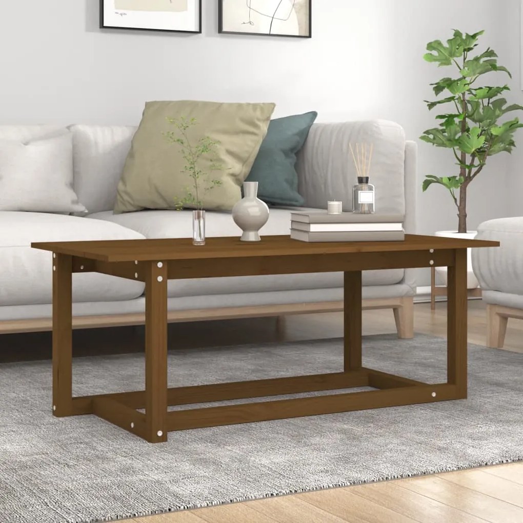 Tavolino Da Salotto Ambra 110x55x45 Cm Legno Massello Di Pino /