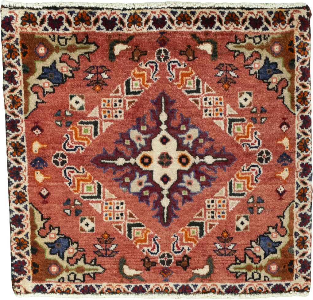 Shiraz Tappeto persiano 60 x 60 Rosso (Iran) Annodato A Mano