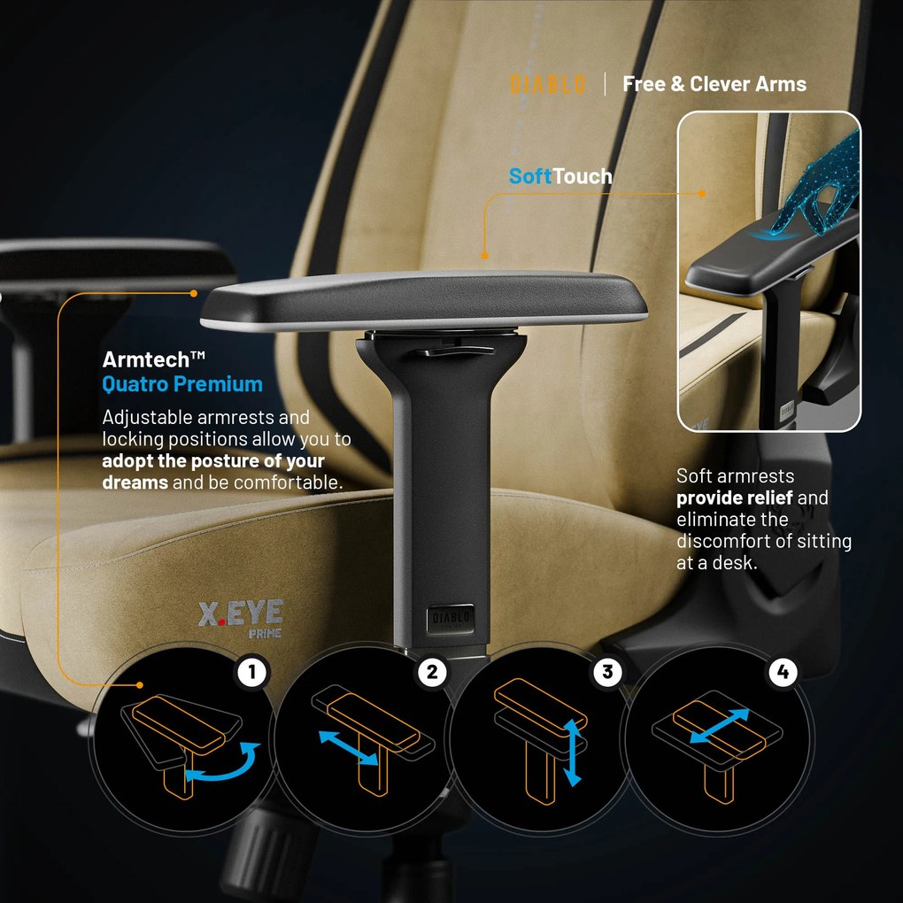 Sedia da gaming Diablo X.Eye Prime Broken Gold Normal Size