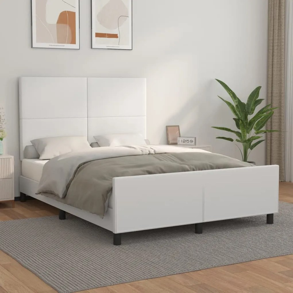 Giroletto Con Testiera Bianco 140x200 Cm İn Similpelle /