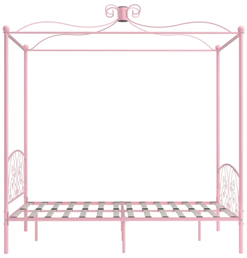 Letto a baldacchino rosa in metallo 140x200 cm