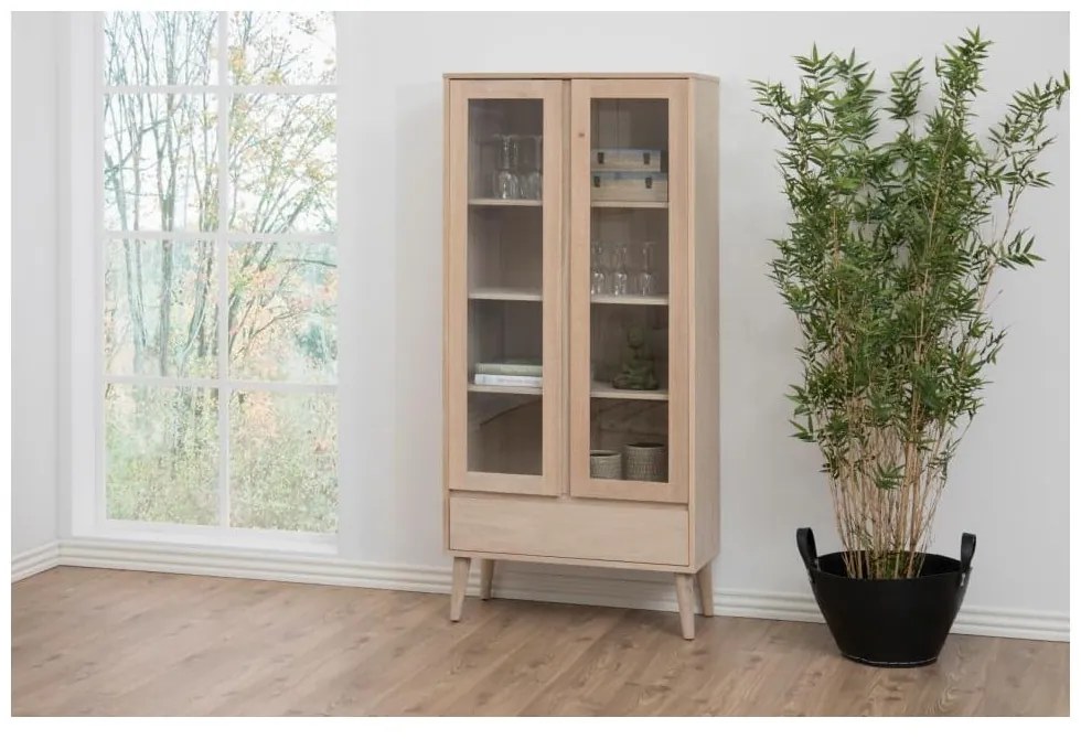 Vetrina color legno naturale effetto rovere 80x178 cm Nagano - Actona