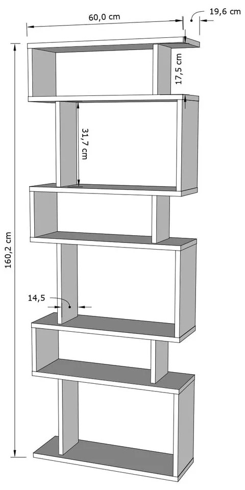 Libreria bianca 60x160 cm Bates - Kalune Design
