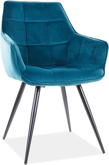 Sedia Lilia in velluto turchese - L59 x H45 x P90 cm