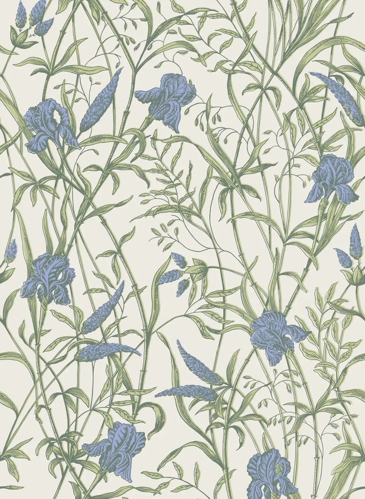 Cole & Son Carta da parati Iris - Iris Blue on Stone