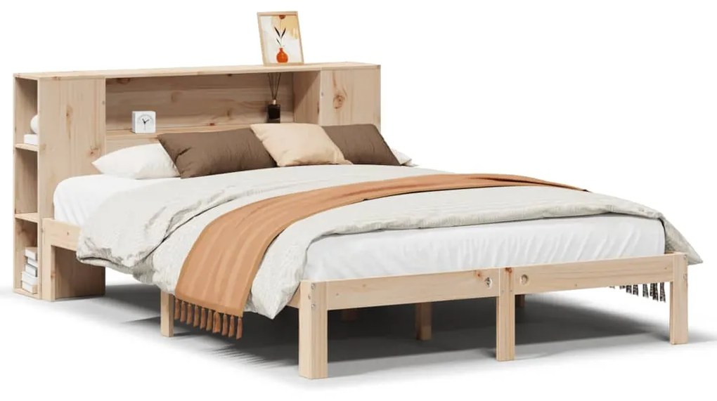 Letto libreria senza materasso 135x190 cm in legno di pino