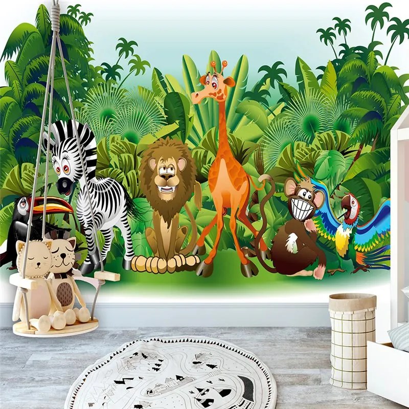 Fotomurale  Jungle Animals  Colore Verde, Dimensioni e Misure 100x70