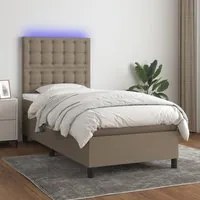 Letto a Molle con Materasso e LED Tortora 90x190 cm in Tessutocod mxl 75004