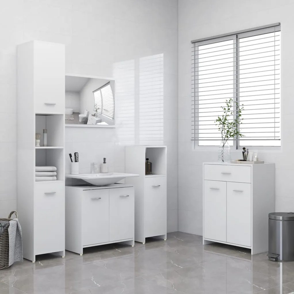 Set Mobili Da Bagno 4 Pz Bianco /
