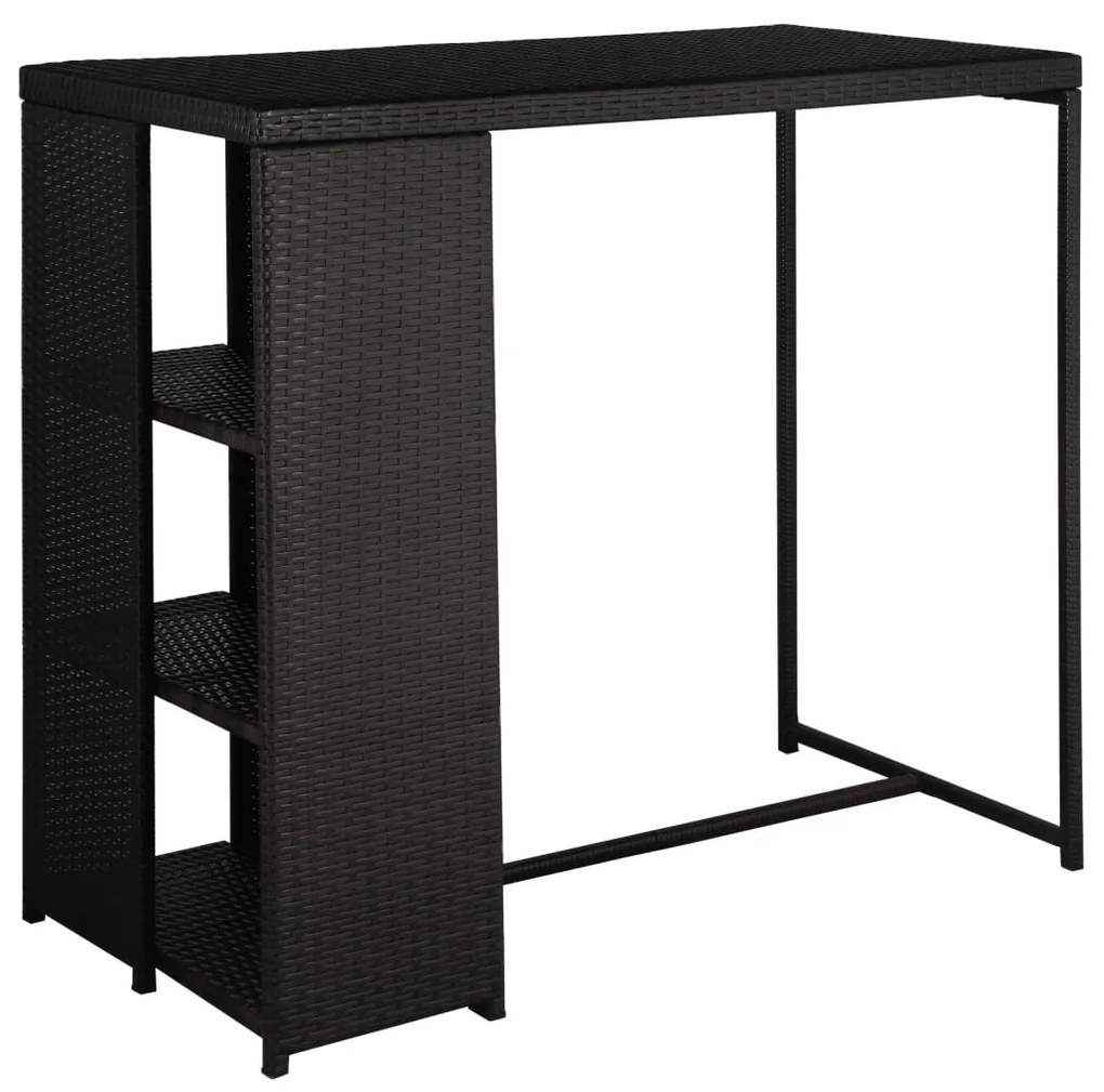 Set da bar da giardino 5 pz con cuscini in polyrattan nero