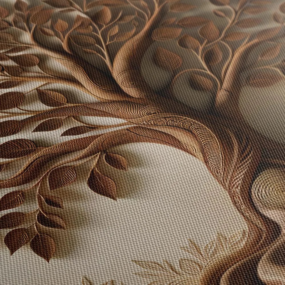 Quadri 5 pezzi – Albero della vita marrone con effetto 3D