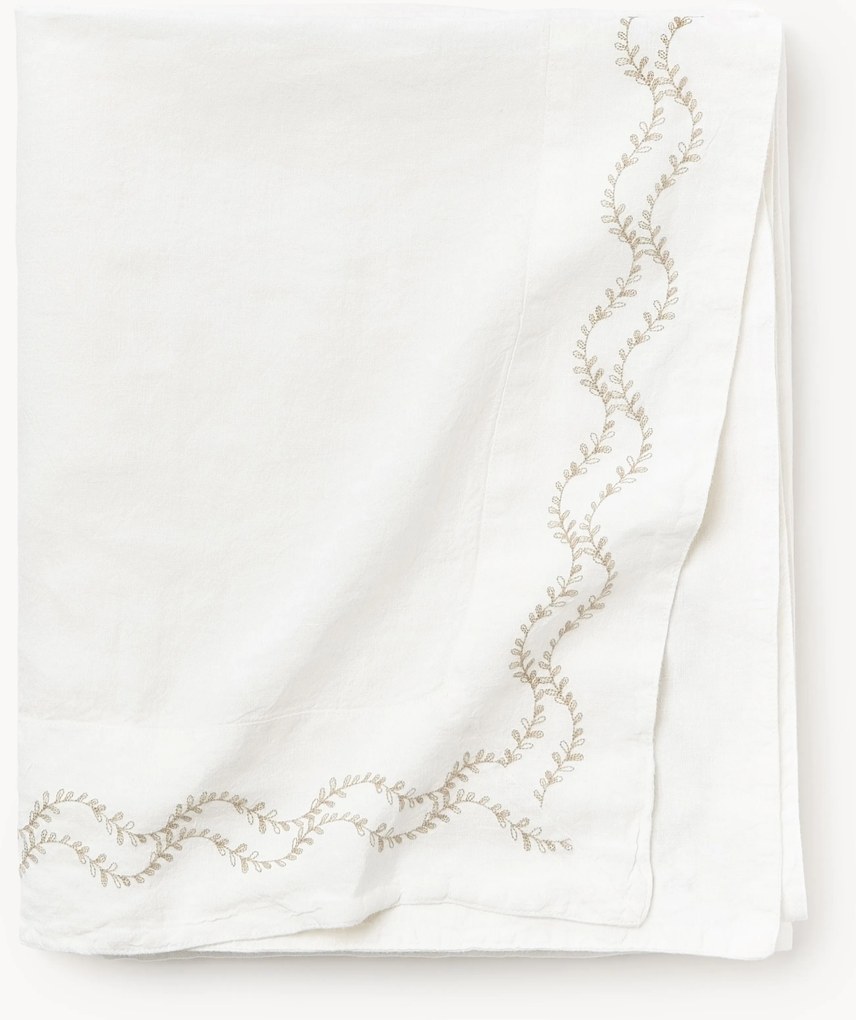 Tovaglia in lino lavato con ricamo fatto a mano Ivy